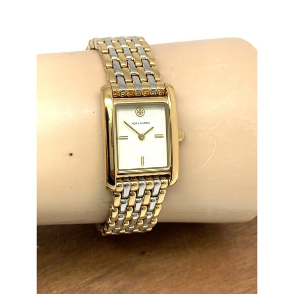 Tory Burch Women's Watch TBW1066 Quartz Two Tone Stainless Steel Tank 19mm - Picture 11 of 14